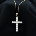 thumbnail image 4 of Rosec Jewels - Certified Moissanite Cross Necklace Pendant with Chain (D-VS1 Quality) - Womens Ready to Gift for Christmas, 10K Yellow Gold, 4 of 8