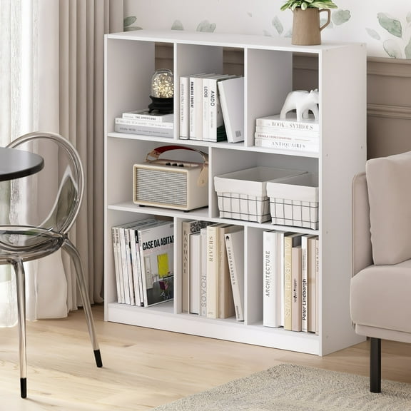 Furinno Daly 8-Cube Horizontal Bookcase in Bookshelf in Storage Organizer White