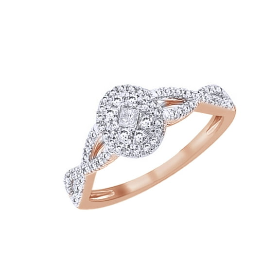 AFFY White Natural Diamond Promise Ring In 10k Rose Gold (0.33 Cttw)