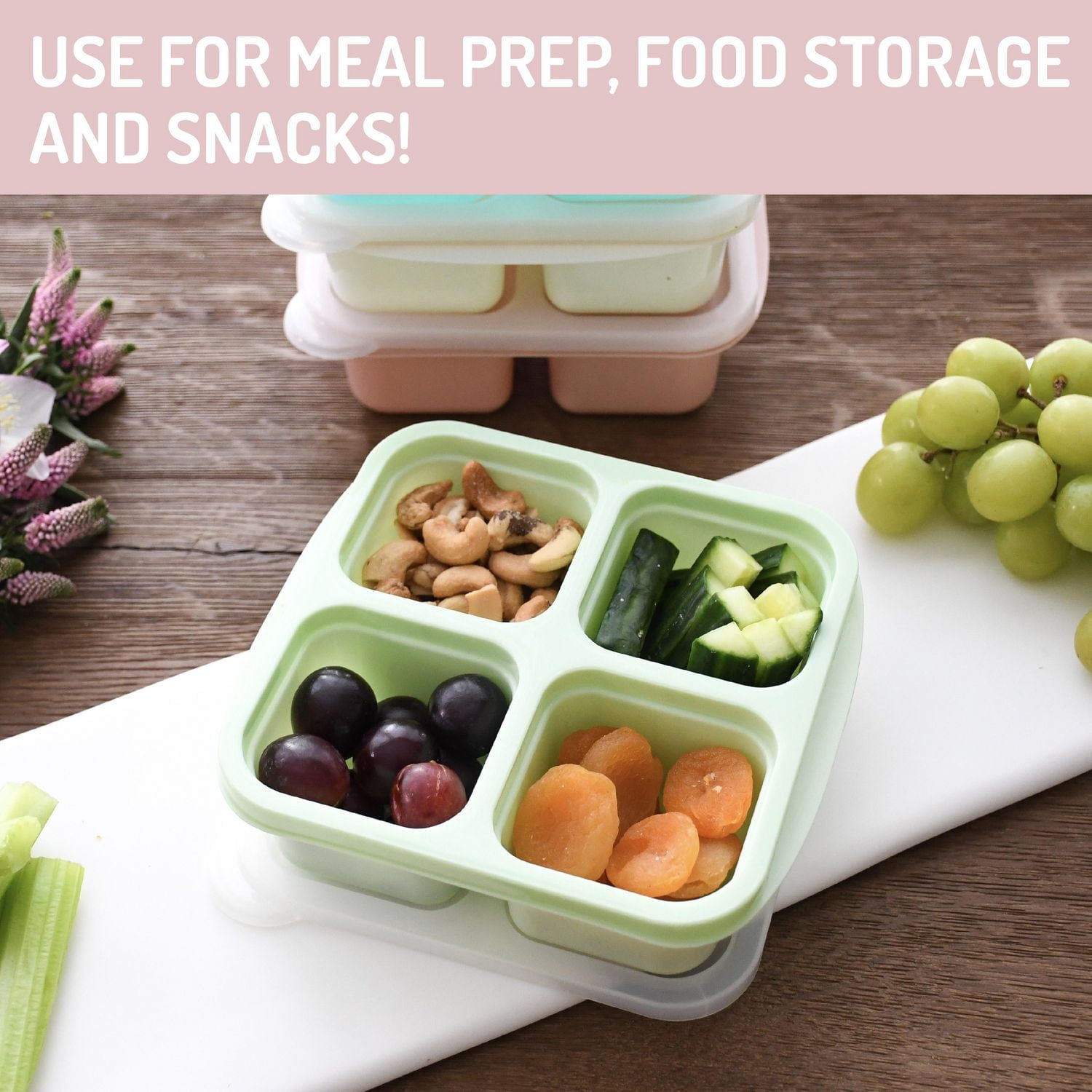 4-Compartment Meal Prep Containers - 4 Pack, Containers