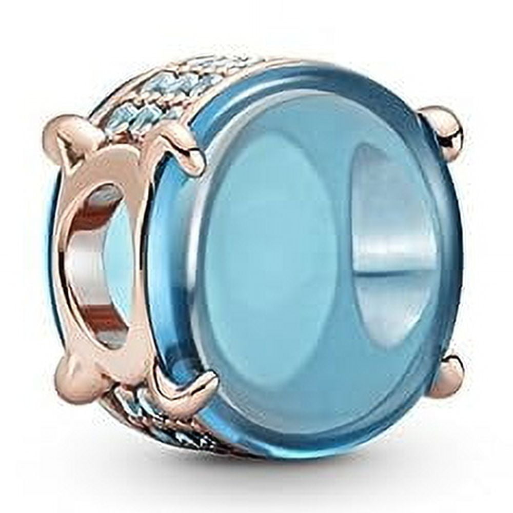 Pandora Rose Gold and Blue Oval Cabochon Charm