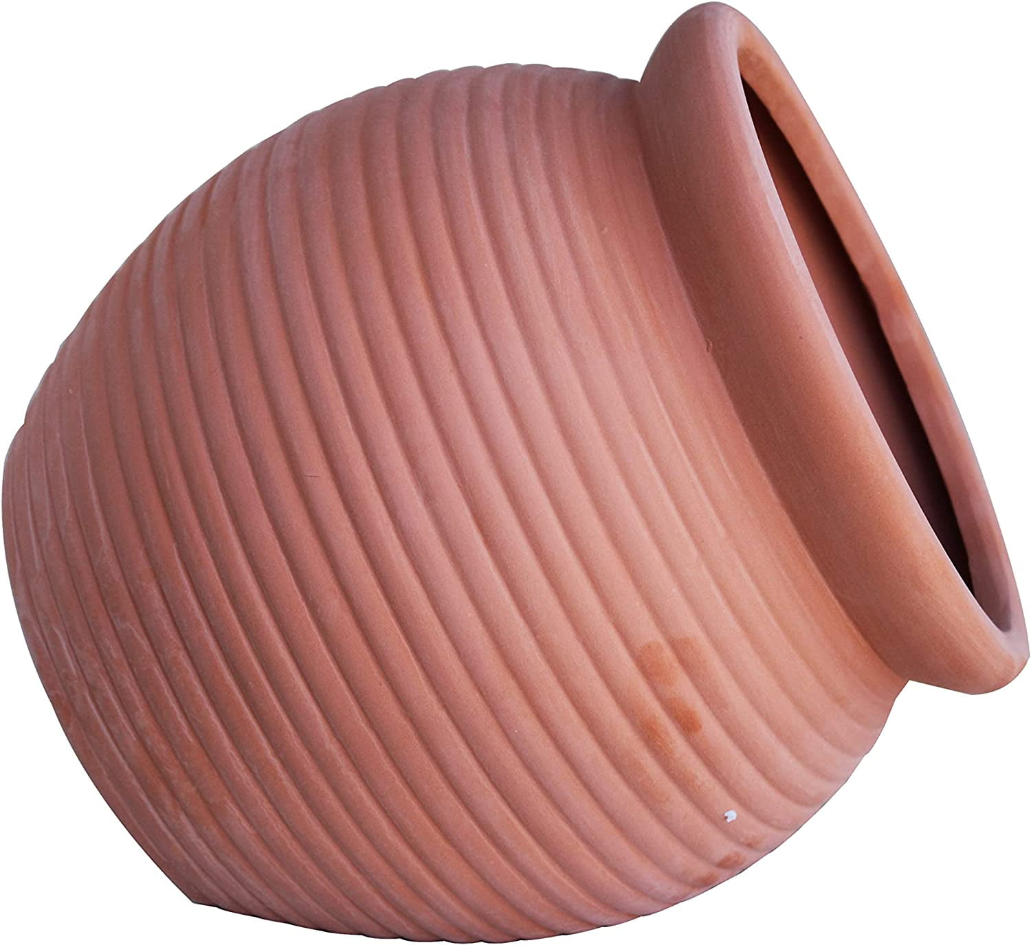 Natural Terracotta Ribbed Fallen Pot or Hanging Pot