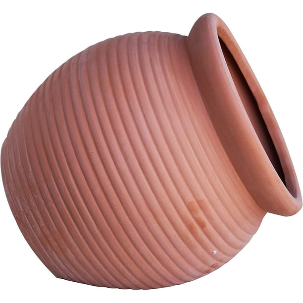 Natural Terracotta Ribbed Fallen Pot or Hanging Pot
