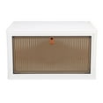 thumbnail image 1 of Caja de almacenamiento plegable apilable de gran capacidad, transparente, con ventana y tapa, para dormitorio y armario, M, 1 of 14
