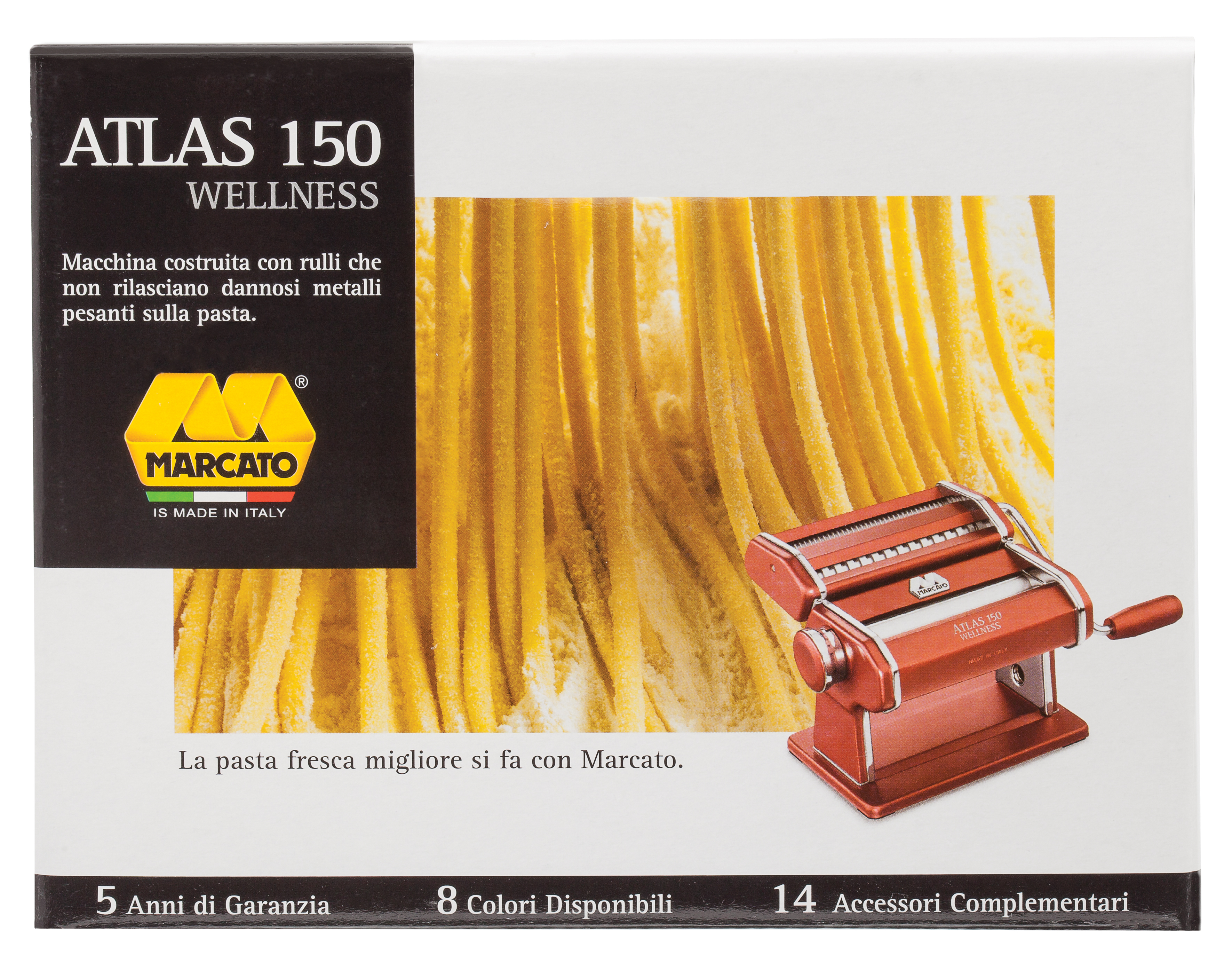 Marcato Atlas 150 Machine with Pasta Cutter, Hand Crank, and Instructions, Made in Italy, Red - image 2 of 3