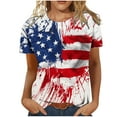 thumbnail image 2 of AOOCHASLIY American Flag Star Women Tops Women's Summer Casual Crewneck Short Sleeve T-Shirts Flag Print Fit Basic Tops Tees Blouses, 2 of 5