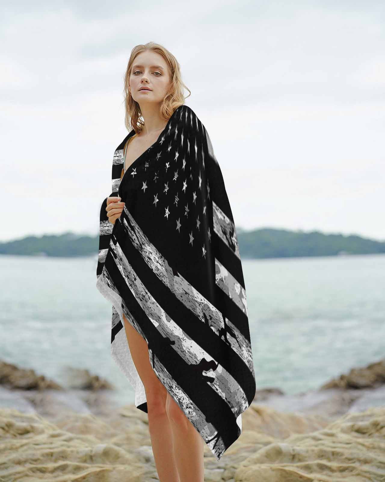 American Rustic Flag,Beach Towels Oversized Super Absorbent,Independence Day USA Star Stripes Flag Lightweight Bath Towel Quick Dry Sets For Bathroom/Pool/Rv Camping/Beach Play/Gym Room 35"x70"