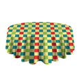 thumbnail image 5 of Multi Color Checkerboard Checkered Pattern Round Tablecloth 60"x60",Wrinkle Wipeable Table Cloth for Kitchen Dining Room Picnic Patio Party, 5 of 6