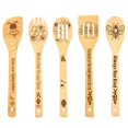 thumbnail image 1 of 5 cucharas de madera para cocinar con forma de abeja, utensilios de cocina de madera de 11,9 pulgadas con patrones tallados decorativos, herramientas de cocina con orificios para colgar, regalo de coc, 1 of 5