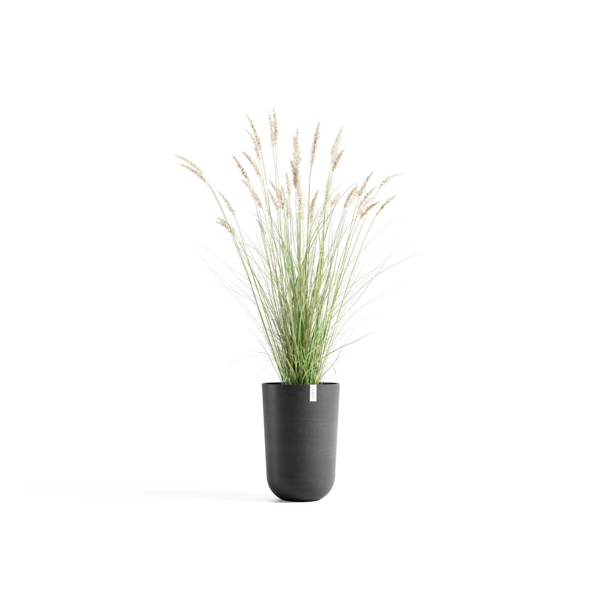 Ecopots Oslo High Durable Modern Round Indoor/Outdoor Recycled Based Composite Flower Pot Planter, Dark Grey, 20.5"