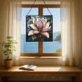 thumbnail image 6 of Magnolia Flower Stained Glass Panel Suncatcher Square Window Hanging, 8 Inch Real Glass Decorative Art Sun Catcher for Home, Gift, and Garden Decor 76OR4, 6 of 6
