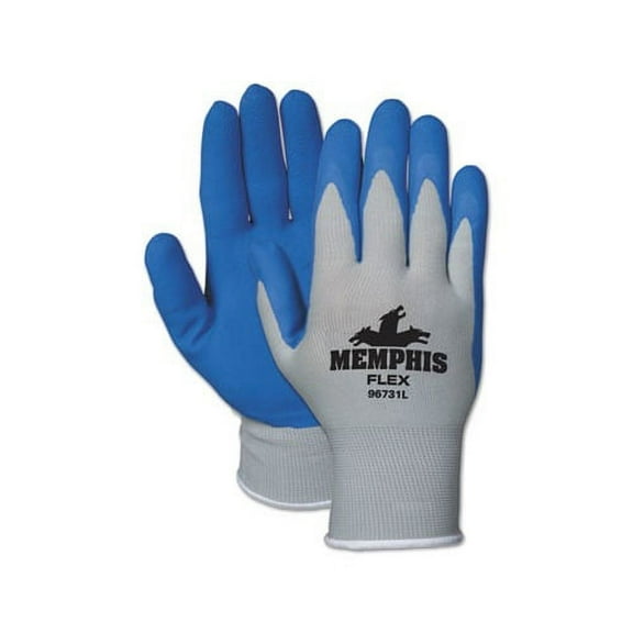 Memphis Flex Seamless Nylon Knit Gloves Large, Blue/Gray, Dozen