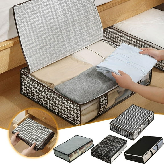 1X Storage Bag Under Bed Storage Large Underbed Storage Bags Organizer Container Blankets Clothes Comforters Foldable Storage Bags With Clear Window Foldable Travel Bedroom Storage