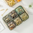 thumbnail image 6 of Snack Tray with Containers under $5! Yannianjz Clear Snack Display Tray with Lids, 6-Compartment Fruit Candy Serving Tray, Nut and Dried Fruit Storage Box, Party Food Organization Platter, 6 of 9