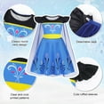 thumbnail image 4 of Benylion Girls Princess Dress Costume Blue With Cape Halloween Birthday Party Cosplay Outfit 7-8T, 4 of 6