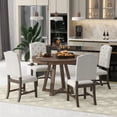 thumbnail image 2 of 5 Piece Round Dining Table Set, Atumon Dining Room Set with Extendable Table and 4 Cushioned Chairs, Wood Dining Table Set for 4, Farmhouse Dining Table Set for Kitchen Dining Room Apartment, Walnut, 2 of 10
