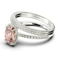 thumbnail image 4 of Gorgeous Minimalist 2.50 Carat Oval Cut Morganite And Diamond Moissanite Engagement Ring, Floral Wedding Ring, Two Matching Band in 925 Sterling Silver With 18k White Gold Plating, Gift For Her, 4 of 4