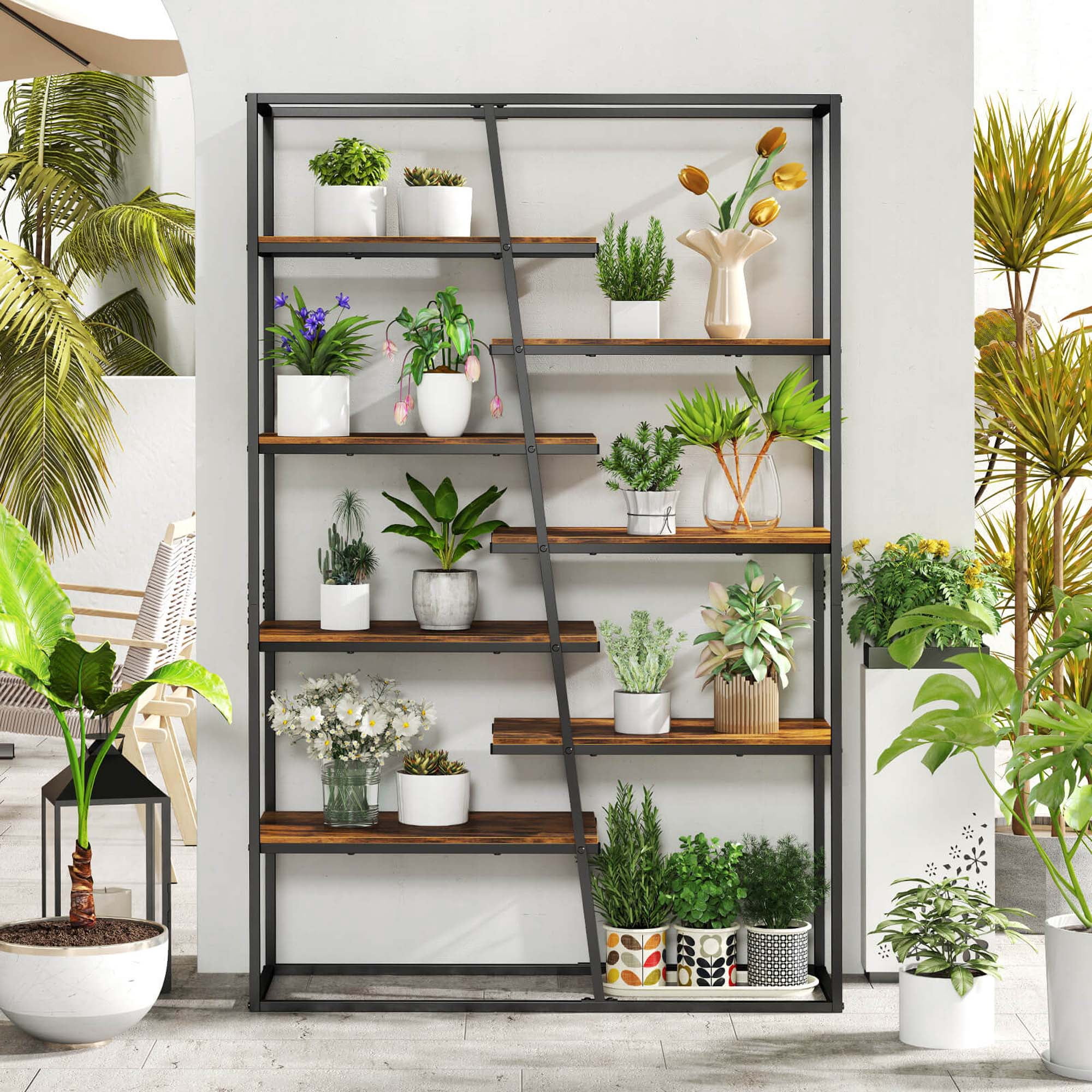 Costway 71" Tall Bookshelf with Heavy-duty Metal Frame 7-Tier Industrial Etagere Bookcase
