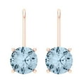 thumbnail image 3 of 3 Ct Round Cut Drop Dangle Blue Crystal 14K Rose Solid Gold Everyday Dainty Earrings Lever Back, 3 of 7