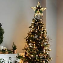 karymi Christmas Decorations Wrought Iron Christmas Tree Top Star LED Glowing Powdered Tree Top Light Wicker Tree Top Star Mens Christmas Gifts