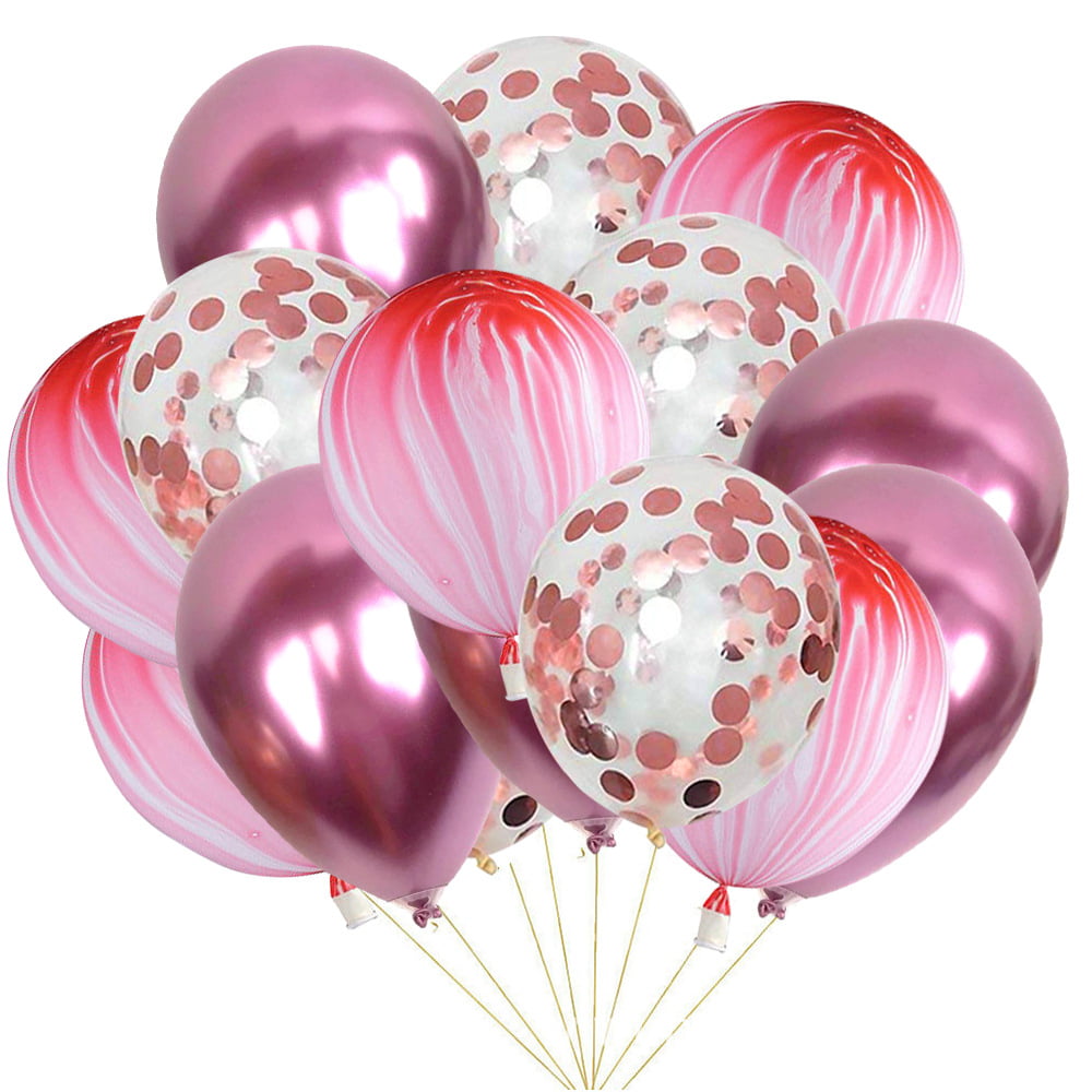 15 Pcs 12" Marble Agate Effect Latex Confetti Fill Balloon Birthday Party Decor 