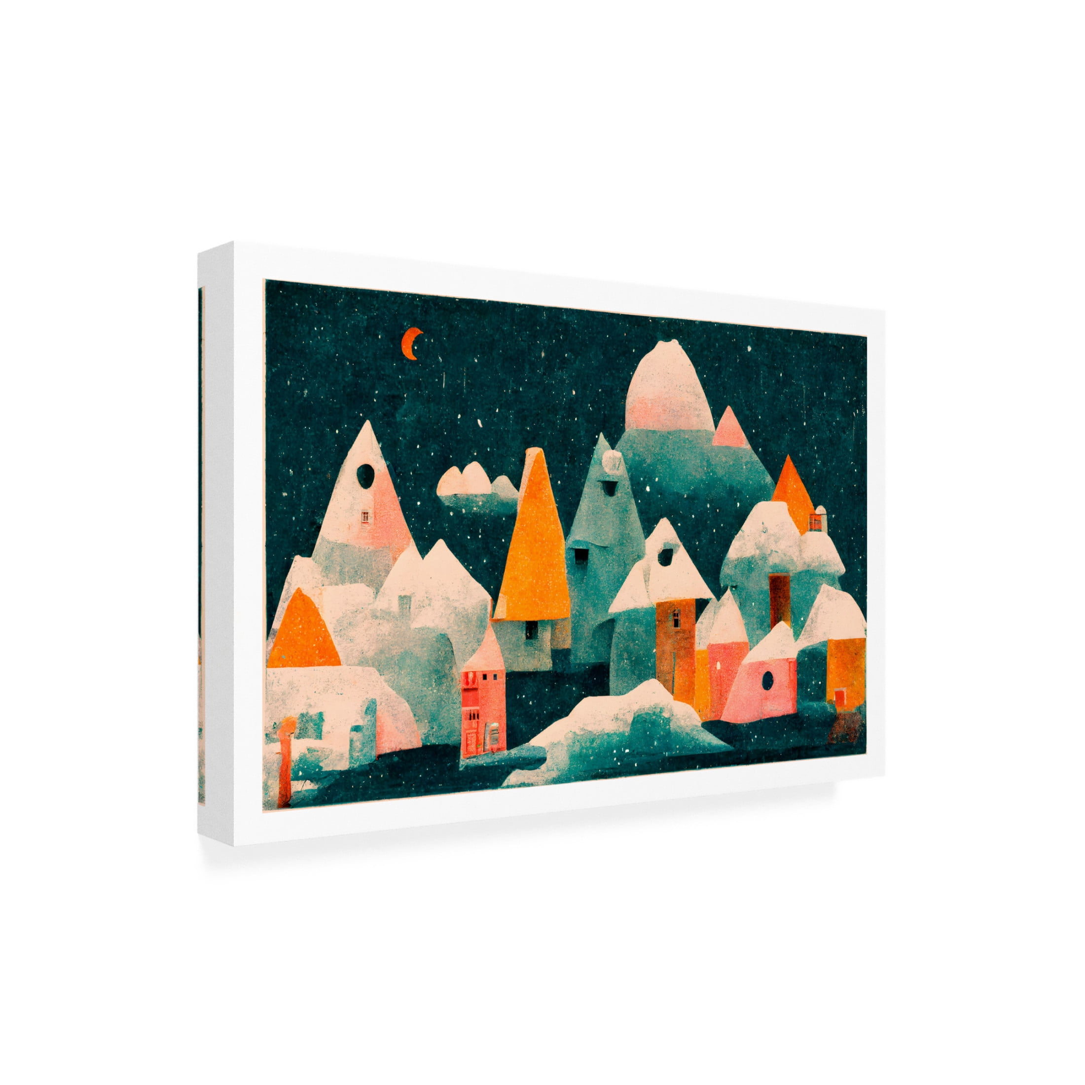 Canvas Wall Art - Treechild 'Little Village With Moon' Wall Art for Living Room, Bedroom, or Office D?cor by Trademark Fine Art - 19 x 12 Inches