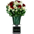 thumbnail image 2 of Sympathy Silks Artificial Flowers - Weighted Pot bouquet Decoration - Red Cabbage Rose and White Orchids Flower Pot, 2 of 2