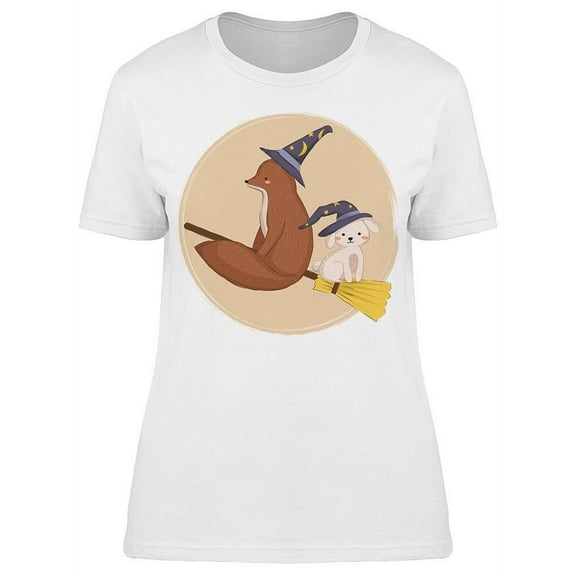 Fox On Broom T-Shirt Women -Image by Shutterstock, Female XX-Large