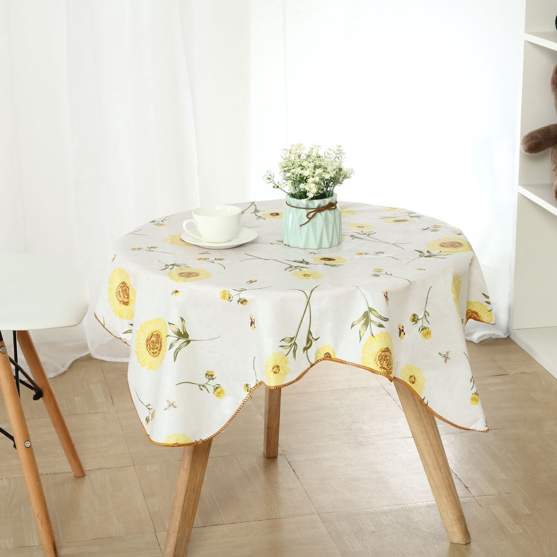 Unique Bargains Square Water Resistance Tablecloth Flower Print 35" x 35"