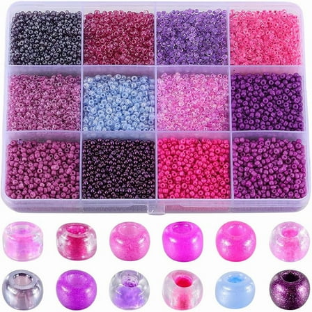 1 Box 156g Seed Beads Glass 2mm Seed Bead Glass Purple Bracelet Making Seed Beads Mini Craft Beads Round Glass Loose Spacer Beads for Jewelry Making DIY Beading Earrings Bracelet Necklace Purple DIY