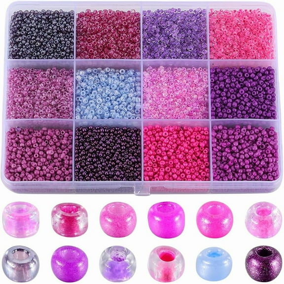 1 Box 156g Seed Beads Glass 2mm Seed Bead Glass Purple Bracelet Making Seed Beads Mini Craft Beads Round Glass Loose Spacer Beads for Jewelry Making DIY Beading Earrings Bracelet Necklace Purple DIY