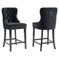 thumbnail image 1 of Set of 2 Modern Velvet & Solid Wood 26'' Counter Stool in Black per SET, 1 of 9