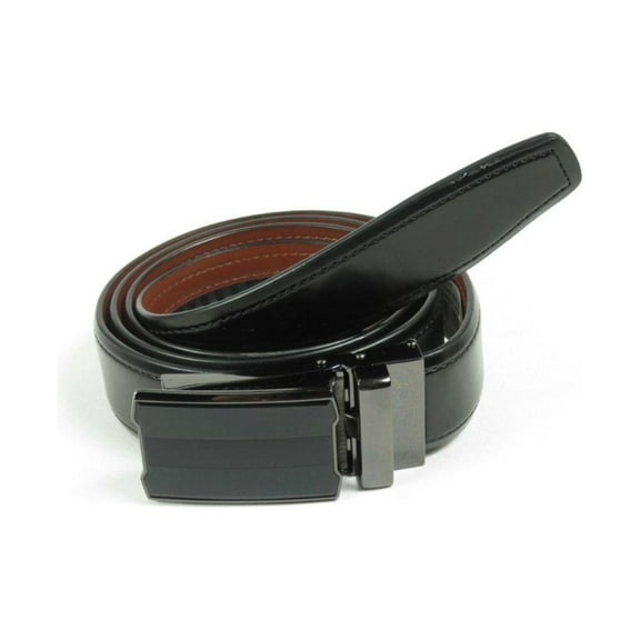 Men VALENTINI Leather Track Belt Adjustable Removable Buckle V525 Black