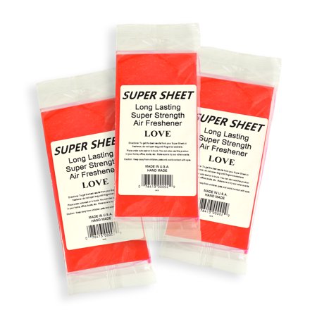 Jenray Super Sheet Small (7.5"x3.75") Under Seat Car Air Freshener, 3-Pack (Love)