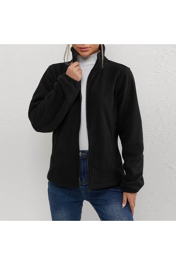 Women's Lightweight Full Zip Soft Polar Fleece Jacket Outdoor Recreation Coat With Zipper
