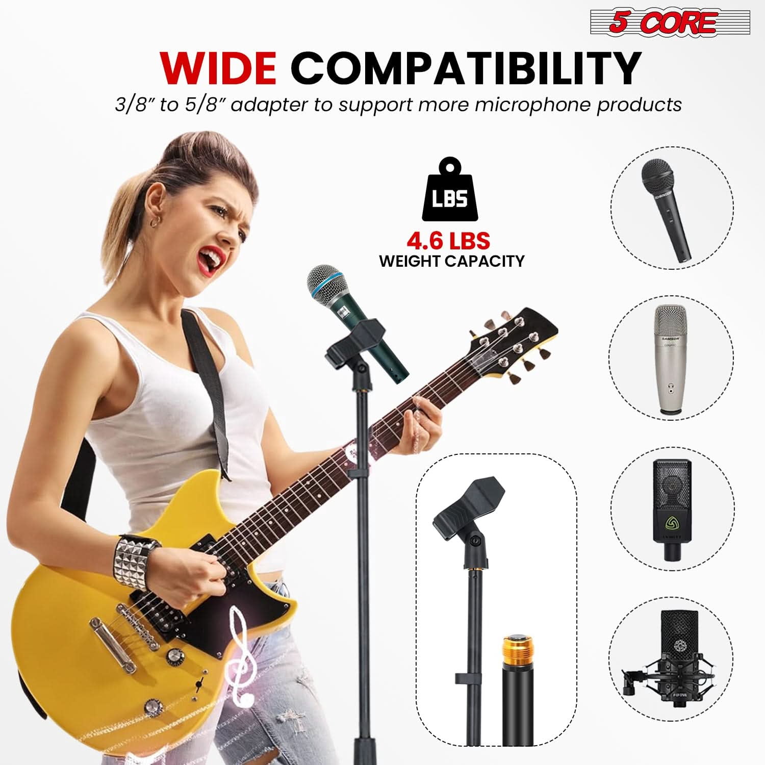 5Core Mic Stand Floor Heavy Duty Height Adjustable Pedestal Para Microfono for Singing On Stage Studio