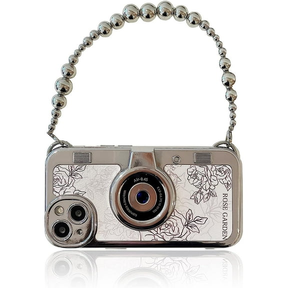 Case Compatible with iPhone 11,Cute 3D Vintage Camera Phone Case with Hand Strap Unique Cool Silicone TPU Case Shockproof Protective Case Women Girls for iPhone 11