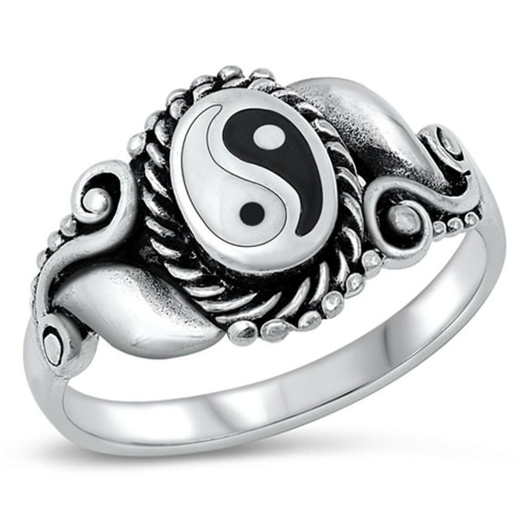 CHOOSE YOUR COLOR Bali Yin Yang Vintage Wholesale Ring .925 Sterling Silver Band Jewelry Female Size 6