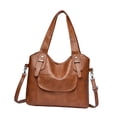 thumbnail image 3 of Bolso de hombro para mujer, suave, de piel sintética, elegante, para teléfono, cosméticos y viajes. Marrón, 3 of 8