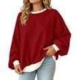 thumbnail image 2 of Color Block Sweatshirt For Women, Crewneck Puff Long Sleeve Tops, Fall Oversized Fashion Casual Pullover Shirts S-XXL, 2 of 7