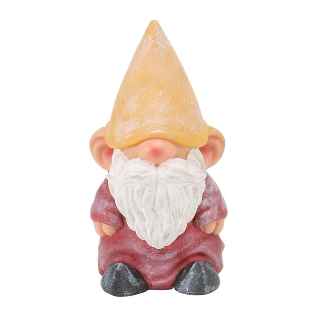 Vobor Garden Gnome Resin Structure Stable Bottom Retro Style Gnome Figurine for Patio Porch Decorations Pointed Head Red