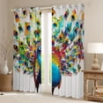 thumbnail image 2 of Manfei Colorful Cute Peacock Curtains Pack of 2 (42x84 Each),Zoo Animal Curtains Blackout,Oil Painting Aesthetic Bedroom Curtains For Girls Kids,Luxury Bedroom Decor, 2 of 6