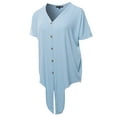 thumbnail image 3 of A2Y Women's Loose Fit Short Sleeve Button Down Front Tie Top Ash Blue XL, 3 of 7
