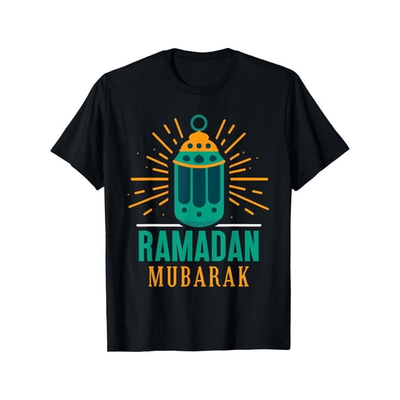 Women's Ramadan Mubarak Graphic Comfortable T Shirt Festive Short Sleeve Round Neck Top Black S-5XL