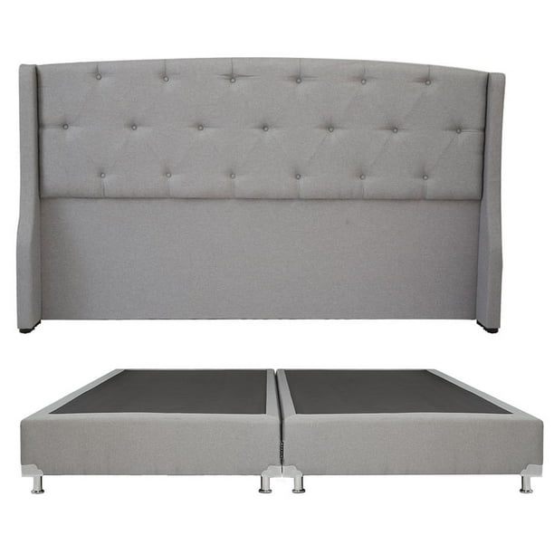 Box Base Cama King Size + Cabecera Zefyr Gris