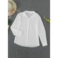 thumbnail image 4 of Viworld Womens V Neck Roll up Sleeve Button Down Blouses Tops, 4 of 4