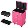thumbnail image 2 of Byootique Pink Rolling Makeup Case Trolley on Wheels Cosmetic Artist Nai Polish Tattoo Train Organizer with Keys & DrByootiqueers, 2 of 12