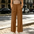 thumbnail image 5 of Levmjia Women's High Waisted Wide Leg Pants with Drawstring Side Pockets Front Slit Flowy Pants Casual Yoga Lounge Trousers for Summer, 5 of 6