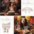 thumbnail image 7 of Rose Gold Birthday Party Decorations, 21st Birthday Decorations for Her, Including 21st Birthday Sash with Pearl Pin,Crown,Cake Topper,Candles,Balloons Set for Women Girls Birthday Princess Party, 7 of 7