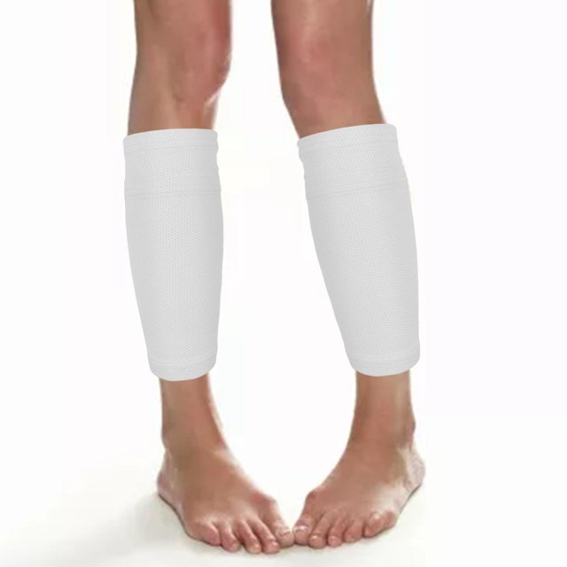Mangas transpirables Macarena para espinilleras Soporte para el rendimiento de las piernas con Calcetines de compresión de bolsillo para pantorrillas Blanco